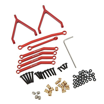 RC Metal Chassis Pull Rods Steering Rods Suspension Links Set, Aluminum Alloy Upgrade Parts for FMS FCX24 1/24 RC Crawler Car with High Strength Lightweight Design (Red) - color: Red