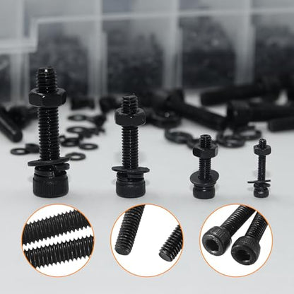 1780 Pcs M2 M4 M5 M3 Screws Set, Metric Bolt Assortment Kit, Metric Machine Screw Assortment Kit, Alloy Steel Black Bolts and Nuts Kits with Washers Set, Hex Socket Head Cap Screws Kit - size: M2/M4/M5mm-1780Pcs