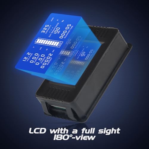 DC Multifunction Battery Monitor Meter with Shunt,0-200V,0-300A, LCD Display Digital Current Multimeter Voltmeter Ammeter for Cars RV Solar,Widely Applied to 12V/24V/48V RV/Car Battery… - size: DC 300A Battery Meter