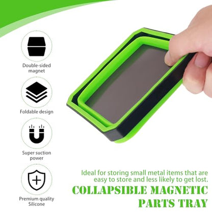 Magnetic Tray for Screws,Collapsible Magnetic Parts Tray with Double-Sided Base,Multifunctional Magnetics Tool Trays for Organizing Parts for Automotive Repair,Garage,Workshop