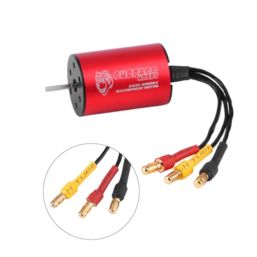 Surpass Hobby 2435 4800KV Motor 25A ESC Combo for 1/16 1/18 RC Truck | Complete power upgrade combo for 1/16 1/18 RC Truck LaTrax Teton Desert Prerunner Rally SST Wltoys A959 - color: Red