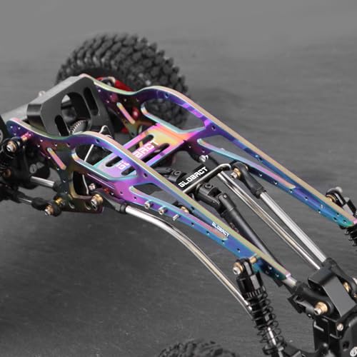 GLOBACT Titanium SCX24 LCG Chassis Frame Kit for SCX24 | with Brass Skid Plate, Stainless Steel Driveshaft, Aluminum Links, Hanger Beam, 1/24 RC Crawler Upgrade