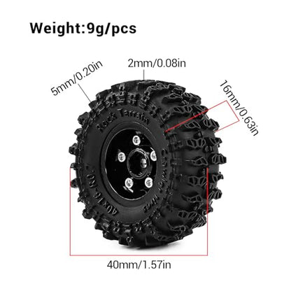 0.7" Aluminum Beadlock Wheels and Tires Set for 1/30 Axial SCX30 RC Crawler – Upgrade Parts (Black-297) - color: Black-297