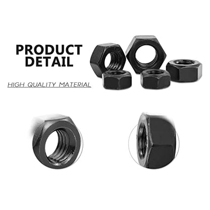 NINDEJIN 326 pcs M2-M12 (9 Sizes) Metric Black Hex Nuts Kit for Screw Bolt | Carbon Steel, Metal Hex Nuts Set, Six-sided Hexagon Nuts, for Locks; Lamps; Toys; Bicycles, Used to Tighten Bolts and Screws