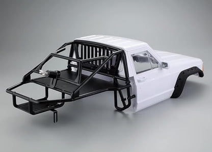 Hard Plastic RC Crawler Body Cab & Back-Half Cage Body Car Shell Upgrades Part for 1/10 RC Crawler Car for Axial SCX10 II 90046 TRX4 Redcat GEN8(White) - color: White