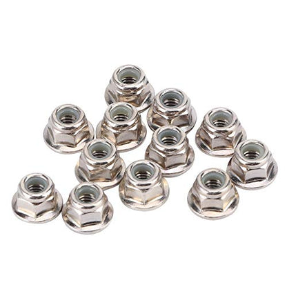 12Pcs RC Lock Nuts, 4mm RC Wheel Nuts, Metal Nonslip Wheel Lock Nut with 0.35in Bottom Diameter Replacement for TRX6 SCX10 1/10 Remote Control Model Cars, Sliver