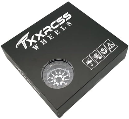 Rc 1.9 Inch Beadlock Wheel Negative Offset 8mm Aluminum Wheel Rim Hex 12mm for 1/10 RC Crawler Axial SCX10 TRX4 VS4-10 Gen8 MST CFX 4PCS (Grey Black) DK1908 - color: Grey Black