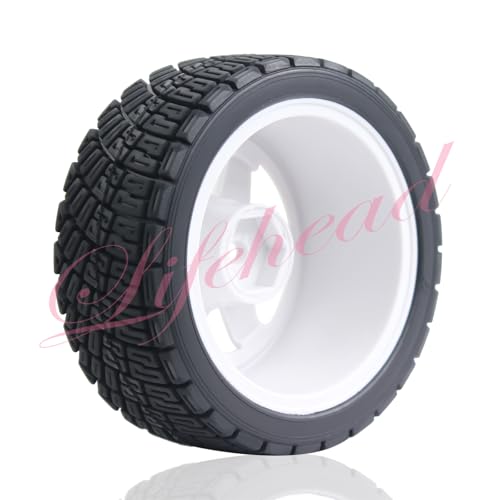 Lifehead 67mm RC On-Road Rally Car Tires and Wheels for 1/10 RC On-Road Touring Drift Car HSP Tamiya XV01 TT01 TT02B HPI Kyosho FAZER MK2 /12mm Hex - color: White a