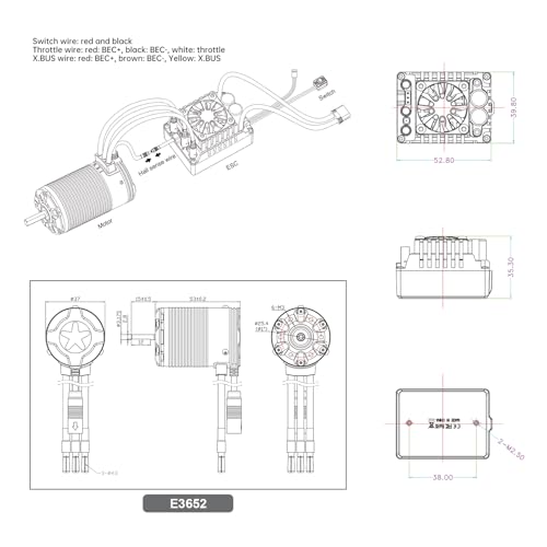 XC E3652 & E10 Sensored Brushless Motor and ESC Combo for RC Car,2-3S Lipo,IP67 Water Proof,Applicable to:1/10 On-Road,Off-Road,Short Course(Light Load) (3300KV+E10) - size: 3300KV+E10 No Connector