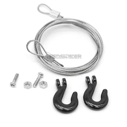 1/10 RC Car Accessories Mini Metal Trailer Chain and Tow Hooks Towing Hook & for 1:10 Rock Crawler Truck Car Traxxas TRX4 SCX10 Axial RC4WD Tamiya D90 (Black) - color: Black