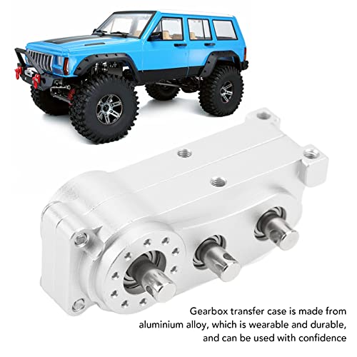 VBESTLIFE Transfer Case 313mm Wheelbase 2 Speed CNC Machined Anodised Aluminium Alloy RC Parts for Scx10 1/10 RC Car (Silver) - color: Silver