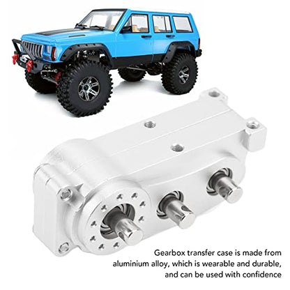 VBESTLIFE Transfer Case 313mm Wheelbase 2 Speed CNC Machined Anodised Aluminium Alloy RC Parts for Scx10 1/10 RC Car (Silver) - color: Silver