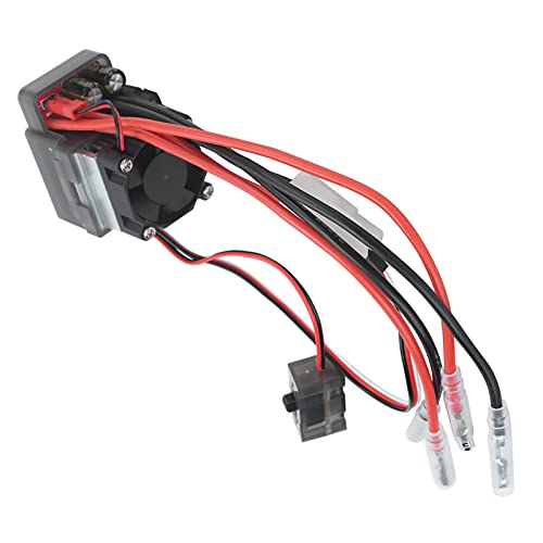 360A Waterproof Brushed ESC with Fan for 1/10 RC Crawler, Remote Return to Neutral Position, Off-Road Vehicles, 1.85x1.34x1.65in