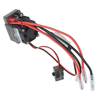360A Waterproof Brushed ESC with Fan for 1/10 RC Crawler, Remote Return to Neutral Position, Off-Road Vehicles, 1.85x1.34x1.65in