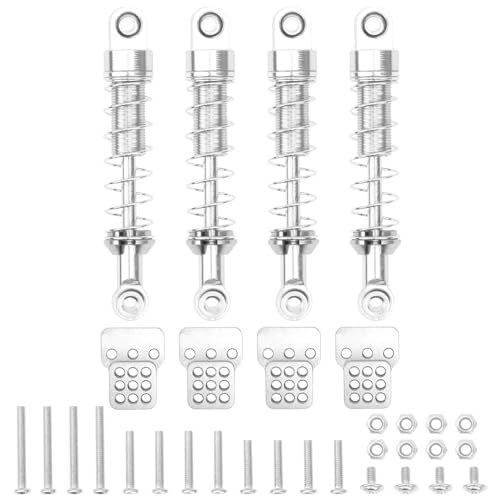Metal Shock Absorber Damper Suspension with Extender Seat Mount Compatible with 1/12 MN D90 D91 D96 D99 D99S MN90 MN99S WPL C14 C24 C34 1/16 RC Crawler Car (Silver) - color: Silver