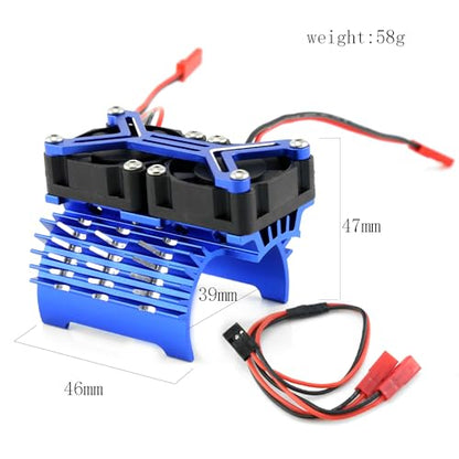 RC Motor Cooling Fan 15000 RPM for 1/8 1/7 Arrma Typhon 6S Kraton 6S Felony Mojave, Dual 30mm Cooling Fans 42mm Alum Motor Heatsink for 4274 4068 4268 Brushless Motor