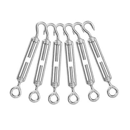 6PCS M5 Hook & Eye Turnbuckle 304 Stainless Steel Turnbuckle Wire Rope Tension Heavy Duty Turnbuckles for Cable Railing Wire Rope Hardware Kit (M5, Hook & Eye) - style: Hook & Eye-M-5