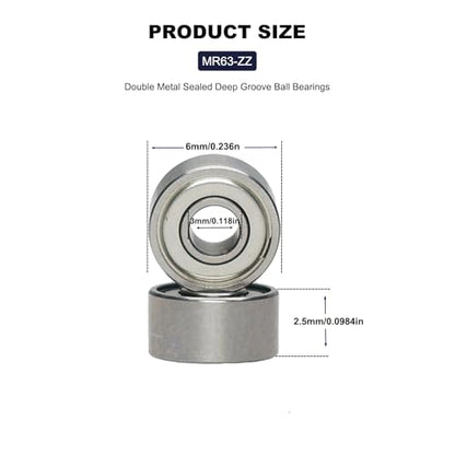 20 PCS MR63ZZ Deep Groove Double Shielded Ball Bearings - 3x6x2.5mm Micro Bearings for 3D Printers, Electric Motors, Home Appliances, Garden Machiner (MR63-ZZ) - size: MR63-ZZ