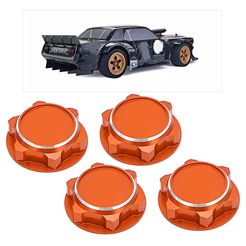 17mm Hex Wheel Nuts, 4pcs Aluminum Alloy 17mm Self Lock Hex Wheel Nuts Adapter Dustproof Caps for 1/8 RC Car Track Wheel Rims (Orange) - color: Orange
