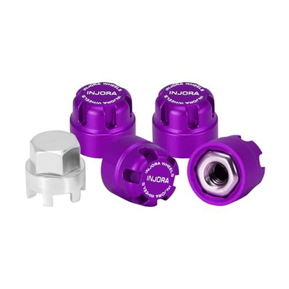 INJORA M2.5 Wheel Lock Nuts with Aluminum Cap for 1/18 RC Crawlers Upgrade(Purple) - color: Purple