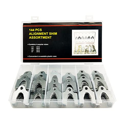 144 Pieces Auto Alignment Body Shim 1/16" 1/64" 1/32" 1/8" Alignment Shims Assortment Set
