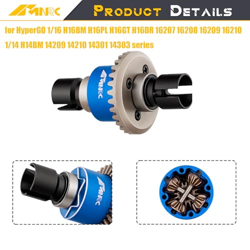 Alloy Front Rear Differential Diff & Spur Input Gear Kit for HyperGO 1/16 H16BM H16PL H16GT H16DR 16207 16208 16209 16210 1/14 H14BM 14209 14210 14301 14303 Upgrades Part Blue - color: Blue