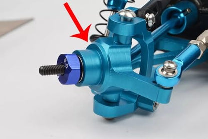 Front Steering Cup for Tamiya TT02B TT02BR TT-02B MS DF02 1/10 RC Car Aluminum Front Steering Knuckles Carrier Blocks (Blue) - color: Blue