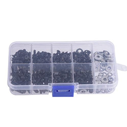 ShareGoo 340PCS Universal Screws Box Repair Accessories Compatible with HSP Redcat Traxxas Arrma HPI 1/8 1/10 RC Car,M3 Flat/Round Head Screws & M3/M4 Flat Washer