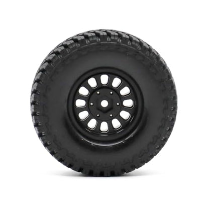 1.3” Brass Beadlock Wheels & All-Terrain Tires Set for 1/18 1/24 RC Crawler TRX4M, Axial SCX24 / AX24, Redcat Ascent-18, FMS FCX24, -5.40mm Offset, 7mm Hex, 4 pcs, Matte Black - color: Matte-black