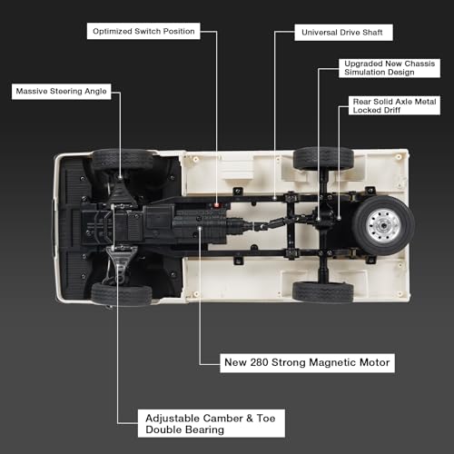 ARRIS WPL D14 1/10 RC Kei Truck 4WD with 280 Brushed Motor RTR | Realistic Mini Truck Body, Proportional Control, DIY Upgrade Ready, Hobby Driving Fun - style: WPL D14 White