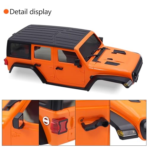 RC Spare Part Compatible with TRX4M for Bronco for Defender for Wrangler for Chassis Wheelbase Hardtop Body Kit with Front Rear Bumpers 1/18 RC Crawler(Orange) - size: Orange