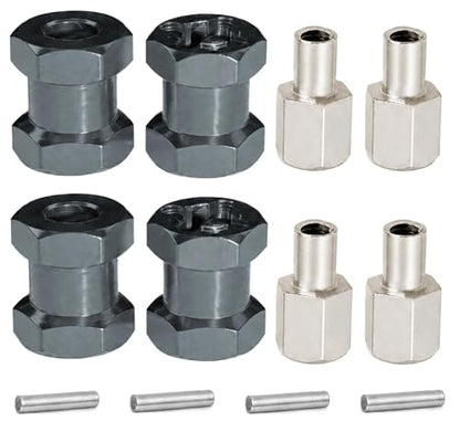 4PCS 12mm Hex Hub 15mm Aluminum Extension Hex for Axial SCX10 D90 90046 | 15mm CNC Wheel Hex Extenders for 1/10 RC Crawlers Redcat Gen7/Gen8 CC01 RC4WD Wider Stance & Tire Clearance with M4 Nuts Pins - color: Titanium