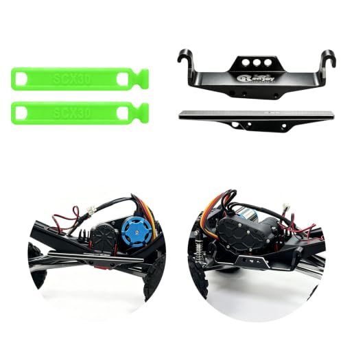 Aluminum Battery & ESC Receiver Trays w/2pcs Green Straps for Axial SCX30 | Battery & ESC Side Plate Mount Set for 1/30 SCX30 RC Crawler Upgrade - color: 2pcs Green Straps