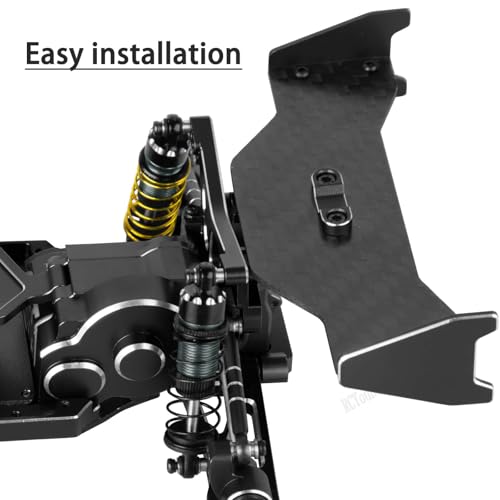 RC Carbon Fiber Tail Wing/Aluminum Wing Mount Upgrade Parts for 1/24 Micro-B 2S 2WD RTR Race Buggy（LOS00007,Black(LOS-1771,LOS-1770) - color: Black-(upgrades Part）