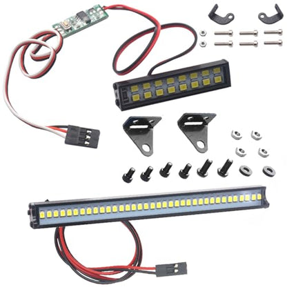 16LEDs RC Crawler Car LED Light Bar Roof Lamp Simulation Spotlight Kit 5-8.4V & Super Bright 36 LED Light Bar Metal Roof Lamp Lights 150mm/5.9"