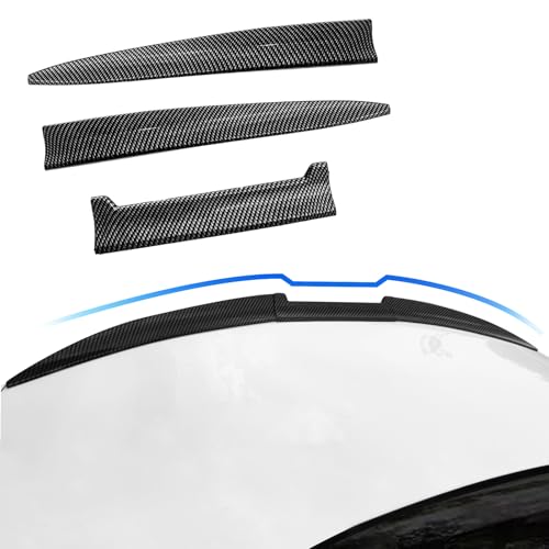 Universal Carbon Fiber Pattern Spoiler for Sedan, Coupe, Hatchback | 3-Section Adjustable & Cuttable | No-Drill Installation with 3M Tape | 40-55 Inches - color: Carbon fiber black