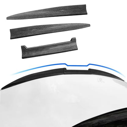Universal Carbon Fiber Pattern Spoiler for Sedan, Coupe, Hatchback | 3-Section Adjustable & Cuttable | No-Drill Installation with 3M Tape | 40-55 Inches - color: Carbon fiber black