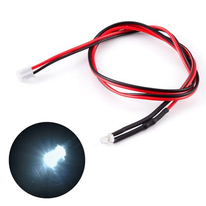 4PCS RC Car PH2.0 Single End Interface Light Headlights Taillight Accessories for 1/14 Tamiya RC Truck Tractor Model Car Upgrade Replacement Parts (White) - color: White