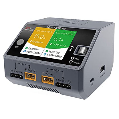 HOTA D6 Dual Port Rc Hobby Battery Charger Support AC DC 6.5-30V Input, 650W 15A without Power Supply Unit