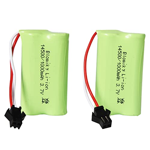 Blomiky 3.7V 1000mAh 2 Pack Lithium-ion Rechargeable Battery with SM-2P Plug and USB Cable for Remote Control Trucks / 813A Battery 2