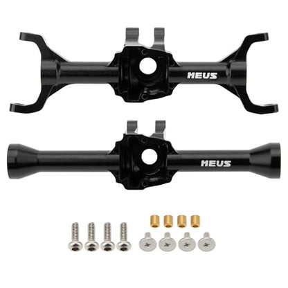 MEUS RACING Ascent 32 Axle Housing with Skid Plate Diff Cover and Steering Knuckles Kit for Redcat Ascent-32 1/32 RC Crawler Upgrades (Black) - color: Black