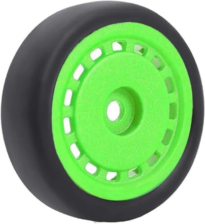 4PCS Pre-Glued On-Road Drift Racing Smooth Rubber Tires and Wheel Rims Set 7MM Hexagon for 1/24 Losi Micro-B RC Car Upgrades Parts (Green) - color: Green