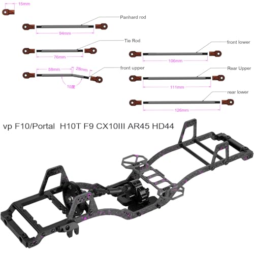 LCG Carbon Fiber Chassis Kit & Front Mounted Transmission Upgrades Part for 1/10 RC Crawlers SCX10 SCX10 II Capra 1.9 UTB and Other DIY Builds,Aluminum Gearbox Carbon Fiber Chassis,Colour - color: Colour(for 1/10)