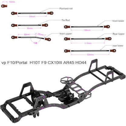 LCG Carbon Fiber Chassis Kit & Front Mounted Transmission Upgrades Part for 1/10 RC Crawlers SCX10 SCX10 II Capra 1.9 UTB and Other DIY Builds,Aluminum Gearbox Carbon Fiber Chassis,Colour - color: Colour(for 1/10)