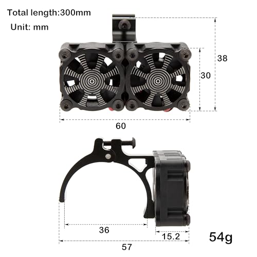 DKKY RC Motor Cooling Fan Heatsink 18000RPM 36mm for ARRMA Axial Traxxas 1/6 1/8 1/10 RC Models with 3650 Motor (Black) - color: Black