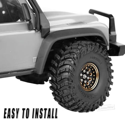 1.0 Beadlock Wheels and Tires for 1/24 1/18 RC Crawler Car SCX24 TRX4M,Brass 1.0 Beadlock Wheels 1.0 Beadlock Tires Set Soft Sticky 1.0 Mud Tires,4pcs