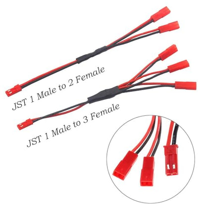 8Pcs JST Plug Y Splitter,JST to JR Male Female Wire Adapter JST Y-Harness Connectors Parallel Extension Cable Compatible with RC Car Traxxas TRX-4 RC Crawler ESC Battery Cooling Fan Led Lights