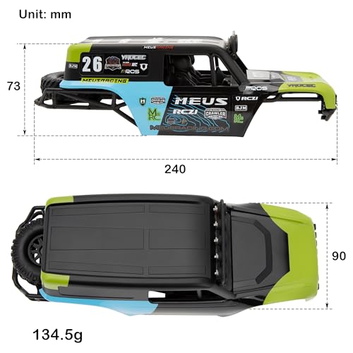 MEUS Racing MB18 TRX4M Body & Chassis Kit for Traxxas TRX4M Defender Bronco K10 F150 High Trail 1/18 RC Crawler Upgrades Parts (Green&Blue) - color: Green&blue