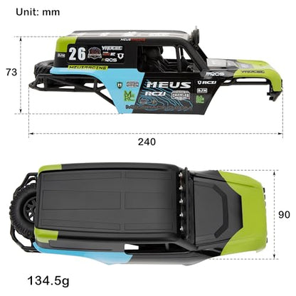 MEUS Racing MB18 TRX4M Body & Chassis Kit for Traxxas TRX4M Defender Bronco K10 F150 High Trail 1/18 RC Crawler Upgrades Parts (Green&Blue) - color: Green&blue
