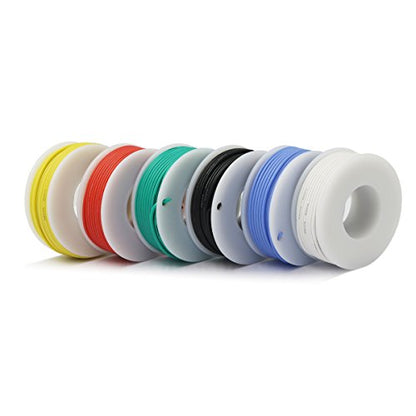 CBAZY™ Hook up Wire Kit (Stranded Wire Kit) 24 Gauge Flexible Silicone Rubber Electric Wire 6 Colors 19.6 feet Each 24 AWG - size: 24AWG